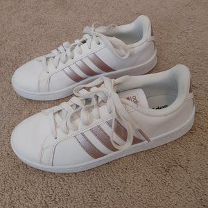 Adidas Advantage Stripes White and Rose Gold